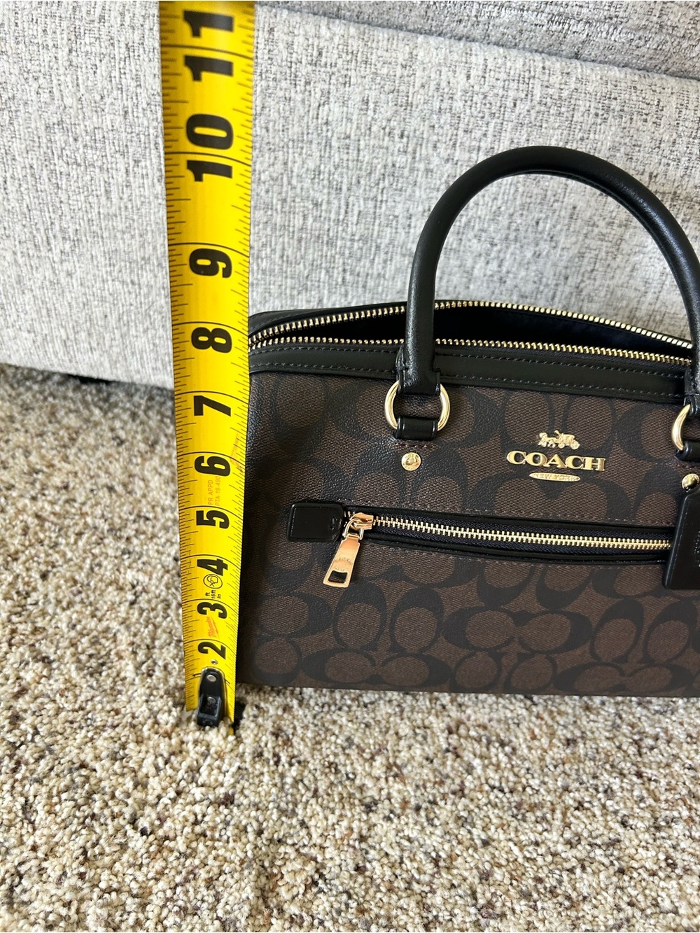Inspired Canvas Satchel with Wallet & wristlet - Brown & Black - Picture 10 of 12